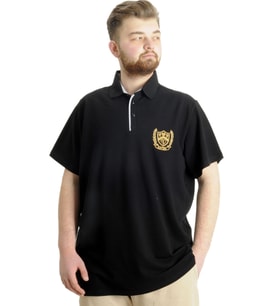 Mode XL Büyük Beden Erkek T-shirt Polo E.S.T 1991 23322 Siyah