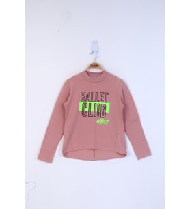 Toontoy Kız Çocuk Ballet Club Baskılı Sweatshirt  (Somon)