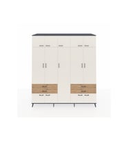 Kronos Dolap 12 Raflı 4 Çekmeceli 2 Askılı 220x59x243 Antrasit-Aytaşı/Çam