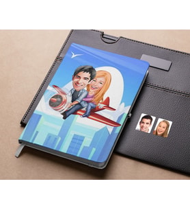 Bk Gift Kişiye Özel Sevgililer Karikatürlü Beyaz Defter-11 , Arkadaşa Hediye , Sevgiliye Hediye