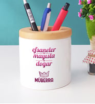 Kişiye Özel Boğa İkizler Burcu Kalemlik Doğum Günü Hediyesi (Beyaz)