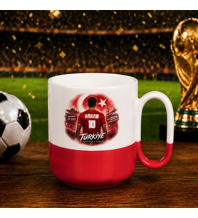 BK Gift Kişiye Özel Türkiye Taraftar Temalı 2026 Dünya Kupası Tasarımlı Kırmızı Joyful Kupa Bardak -1, Tek Yürek Milli Takım Ruhu