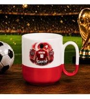 BK Gift Kişiye Özel Türkiye Taraftar Temalı 2026 Dünya Kupası Tasarımlı Kırmızı Joyful Kupa Bardak -1, Tek Yürek Milli Takım Ruhu