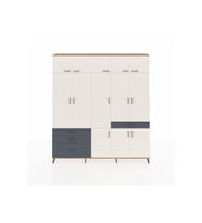 Arges Dolap 8 Raflı 4 Çekmeceli 3 Askılı 220x30x243 Çam-Aytaşı/Antrasit