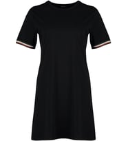 Moda Slim Casual Günlük Süprem Örme V Yaka Kısa Kol Shift Midi Boy Büyük Beden Elbise