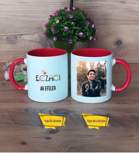 Eczacı Kupa Bardak Kırmızı Fotoğraflı Eczacıya Hediye Eczacılar Günü Hediyesi