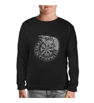 Crow with Vallaha Viking Sign Siyah Çocuk Sweatshirt