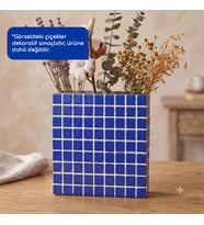 El Yapımı Vazo - Dekoratif 3 Bölmeli Modern Mozaik Vazo