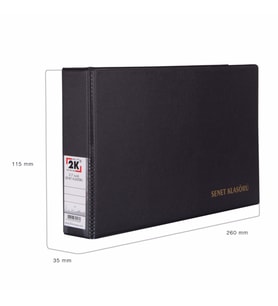 Senet Klasörü Pvc 3 cm 2 Halkalı 250 Yaprak Kapasiteli Ring Binder File 15,5x26 cm (Siyah)