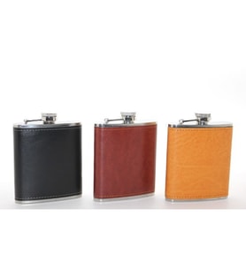 Periboia Paslanmaz Çelik Tekli 7 Oz Derili Matara (Karışık)