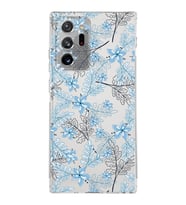 Samsung Galaxy Note 20 Ultra Kamera Korumalı Kapak Floral Mavi Tasarımlı  Şeffaf Kılıf