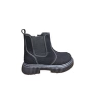 OrtopedikAL 1087 Filet Unisex Erkek Ve Kız Çocuk  Bot Siyah Süet Yanı Lastikli ve Fermuarlı Anatomik