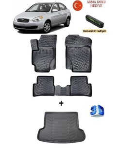 Hyundai Accent Era 2006-2012 Yılları Arası Uyumlu 3D Havuzlu Paspas ve Bagaj Havuzu Seti ASMA KOKU VE NUMARATÖR HEDİYELİ