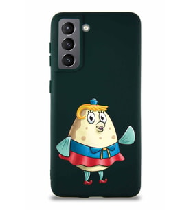 Samsung Galaxy S21 Soft Premier Kapak Bayan Puff Tasarımlı Silikon Kılıf - Yeşil (Şeffaf)
