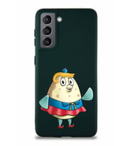Samsung Galaxy S21 Soft Premier Kapak Bayan Puff Tasarımlı Silikon Kılıf - Yeşil (Şeffaf)
