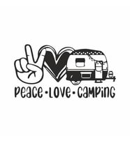 Peace Love Camping Araba Sticker  siyah 20x10 CM (Siyah)