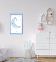 BK Home Sevimli Ay Tasarımlı Dekoratif Mavi Ahşap Çerçeveli Çocuk Odası Tablo-2