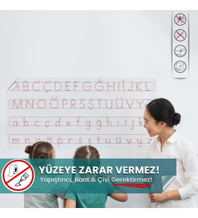 Harfli Kılavuz, Yeni Müfredata Uygun, Yeri Değiştirilebilir,Yapışkansız Tutunan Statik Akıllı Kağıt