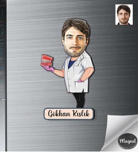 Kişiye Özel Dişci Doktor Erkek Ahşap Magnet -3