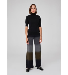 Peraluna BETTY BLOUSE Balıkçı Yaka Kısa Kollu İnce Basic Kadın Triko Bluz - Siyah