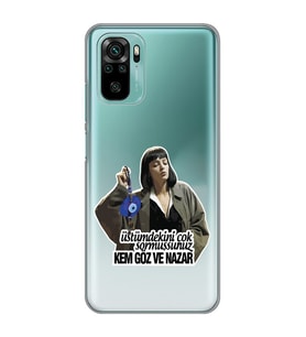 Xiaomi Redmi Note 10 / Note 10S Uyumlu Kem Göz ve Nazar Tasarımlı Şeffaf Telefon Kılıfı