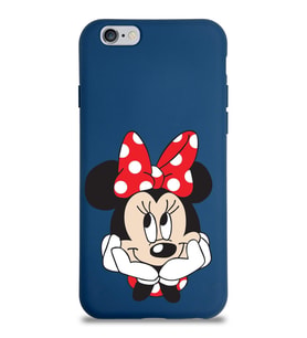 Apple iPhone 6S Plus  Lansman Kılıf Minnie Mouse Tasarımlı Altı Kapalı İçi Kadife Kaplı  Kapak (Şeffaf)