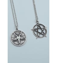2'li Lucifer Morning Star Pentagram Wicca Gümüş Kaplama Kolye Seti