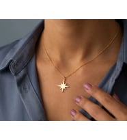 Kişiye Özel Şık Minimal Kuzey Yıldızı Kolye 925K Gümüş (Gold)