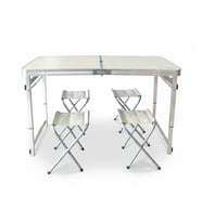 Madfox CampSet ShadePort Tabureli Katlanır Masası Seti (Beyaz)