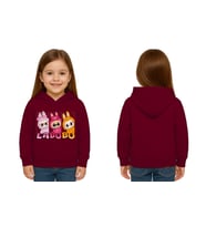 Unisex Baskılı Çocuk Swaetshirt Labubu Baskılı Kapüşonlu 3 İplik Şardonlu (Bordo)