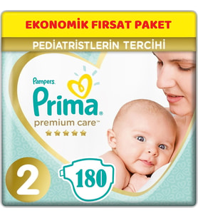 Prima Premium Care Bebek Bezi Beden:2 (4-8Kg) Mini 180 Adet Ekonomik Fırsat Pk