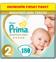 Prima Premium Care Bebek Bezi Beden:2 (4-8Kg) Mini 180 Adet Ekonomik Fırsat Pk