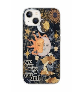 Iphone 14 Uyumlu Güneş ve Ay Desenli Şeffaf Telefon Kılıfı