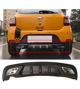 Dacia Sandero Difüzör Difizör Siyah + Kare Egzoz Görünüm C Tip