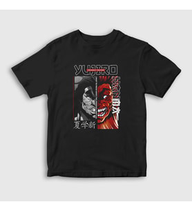 Presmono Unisex Çocuk Siyah Strongest Yujiro Hanma Anime Baki T-Shirt 413219tt