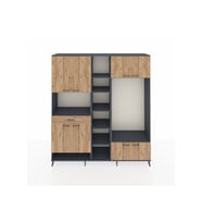 Hyperion Dolap 12 Raflı Tek Çekmeceli 8 Kapaklı 220x44x243 Antrasit-Çam/Çam