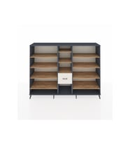 Hyperion Dolap 11 Raflı 3 Çekmeceli  220x44x163 Antrasit-Çam/Aytaşı