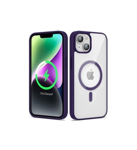 Apple iPhone 14 Uyumlu Kılıf M-safe Wireless Şarj Özellikli Silikon Zore Ege Kapak (Koyu Mor)