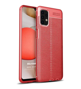 Microsonic Samsung Galaxy A32 4G Kılıf Deri Dokulu Silikon Kırmızı