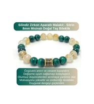 SERTİFİKALI Zirkon Aparatlı Malakit - Sitrin - 8mm Doğal Taş Misinalı Bileklik