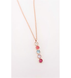 Beş Renk Minik Swarovski Taşlı Gümüş Kolye