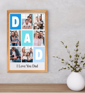 BK Gift Kişiye Özel Dad Temalı Dekoratif Retro Ahşap Çerçeveli Tablo 40x25cm-1