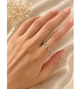 Taşlı Sargı Silver Yüzük