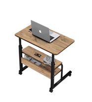 Yükseklik Ayarlı ve Çift Raflı Laptop Sehpası ve Çalışma Masası - Atlantik Çam (Tekerli) 70 x 40 cm