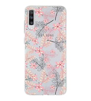 Samsung Galaxy A70 Uyumlu Kapak Floral Kırmızı Tasarımlı Şeffaf Silikon Kılıf