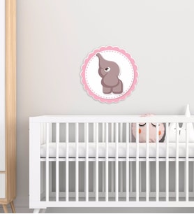 BK Gift Sevimli Fil Tasarımlı Çocuk Odası Ahşap Duvar Süsü-9 (Beyaz)