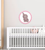 BK Gift Sevimli Fil Tasarımlı Çocuk Odası Ahşap Duvar Süsü-9 (Beyaz)