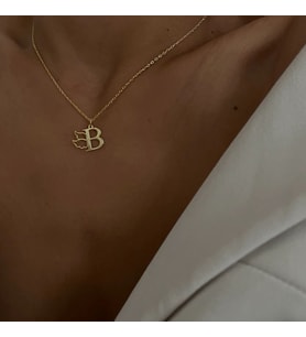 Kişiye Özel 925 Ayar Gümüş Tasarım Melek Kanatlı Harf Kolye 925K Gümüş (Gold)