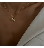 Kişiye Özel 925 Ayar Gümüş Tasarım Melek Kanatlı Harf Kolye 925K Gümüş (Gold)