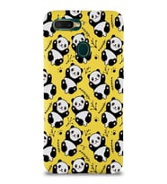 Oppo AX7 Uyumlu Lansman Kılıf Panda Tasarımlı İçi Kadife Kapak-Sarı (Şeffaf)